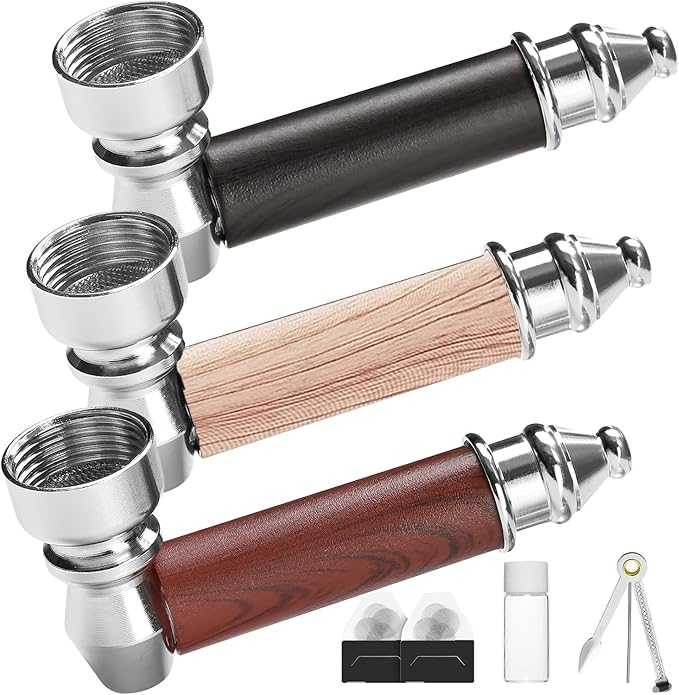 Discover the Artisan Craft of Brelixo's 3pc Wood Grain Tobacco Pipe Set